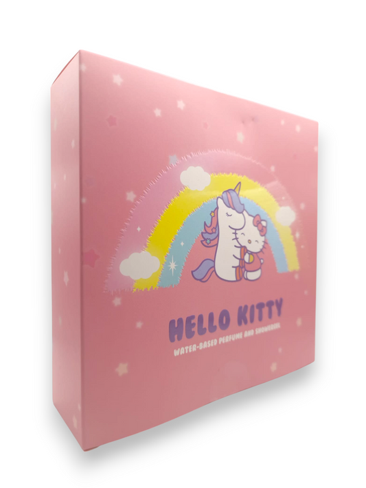 Hello Kitty Unicorn Rainbow Gift Set – 50ml Water-Based Eau de Parfum & 150ml Shower Gel with a Fun Cotton Candy Scent, Safe for Kids